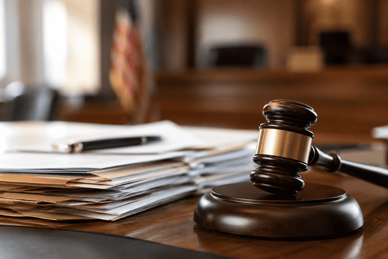 Legal Files in Courtroom